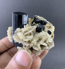 118g Rare Natural terminated Black tourmaline Schorl Mineral Crystal Specimen.