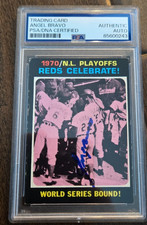 1971 TOPPS SIGNED CARD ANGEL BRAVO NL PLAYOFFS REDS CELEBRATE # 202 PSA DNA