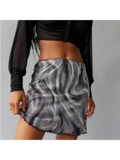 Urban Outfitters Mesh Black  Gray Marble Print Mini Skirt Size Small