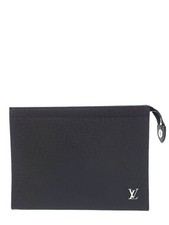 Louis Vuitton Taiga Black Leather Pochette Voyage Clutch Bag