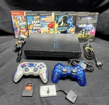 Sony PlayStation 2 PS2 Tested Fat SCPH-30001 Console Bundle 6 Games 2 Controller