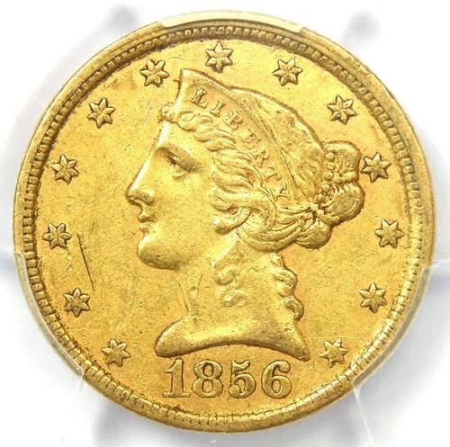 1856-C Liberty Gold Half Eagle $5 - PCGS AU Details - Rare Charlotte Gold Coin!