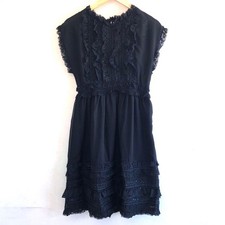 Red Valentino Long Ruffle Dress Black