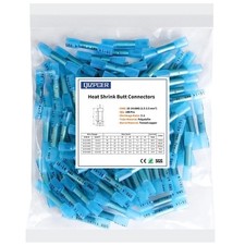 Heat Shrink Butt Connectors, 16-14 AWG 100Pcs Blue Waterproof Electrical Crimp W
