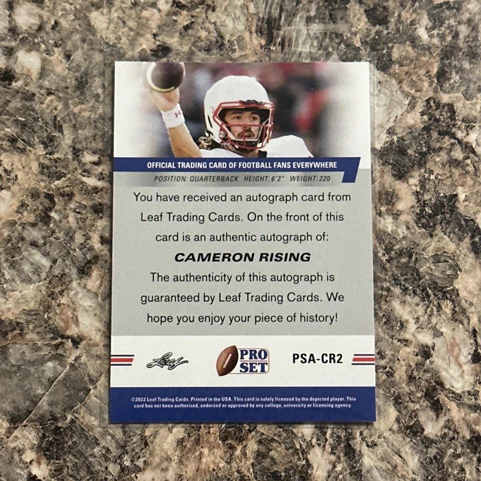 2021 Leaf Pro Set College Auto Gold Cameron Rising #PSA-CR2 Auto Utah - Image 2 of 2