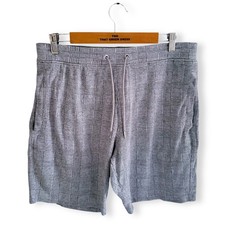 Mens Next Drawstring Shorts Grey Checked Elasticated Waist Summer Size Medium