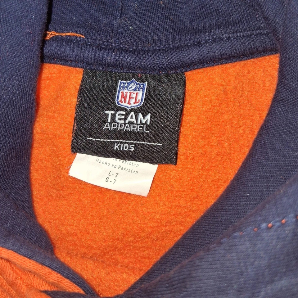 Ropa del equipo de la NFL Niños Denver Broncos Sudadera con capucha Naranja Pullover Sudadera Talla L-7 Foto 3 de 4