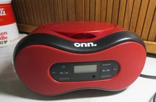 onn. Portable red boombox CD, AM FM radio