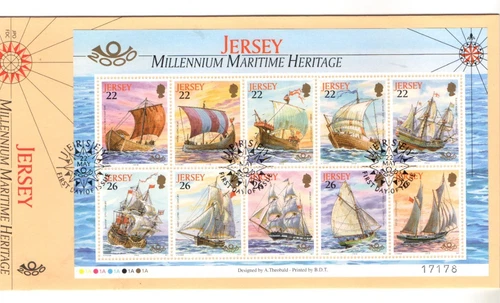2000 JERSEY -MILLENNIUM MARITIME HERITAGE MINI-SHEET FDC FROM COLLECTION V41