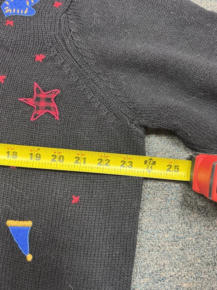 The Quacker Factory Sweater Christmas Folk Art Black L Women’s Cotton Blend - Image 2 of 4