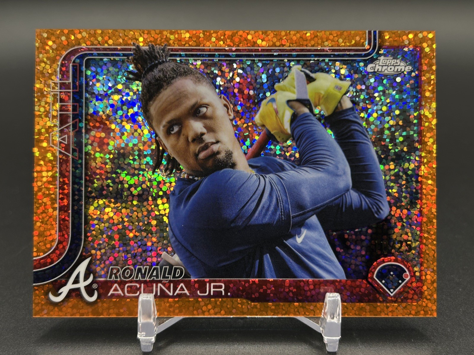2025 Topps Chrome Ronald Acuna Jr. Orange Speckle #257 Image Variation - /25