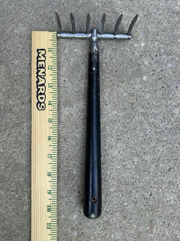 Voos Stainless Steel Vintage 6 Prong Hand Rake Garden Tool