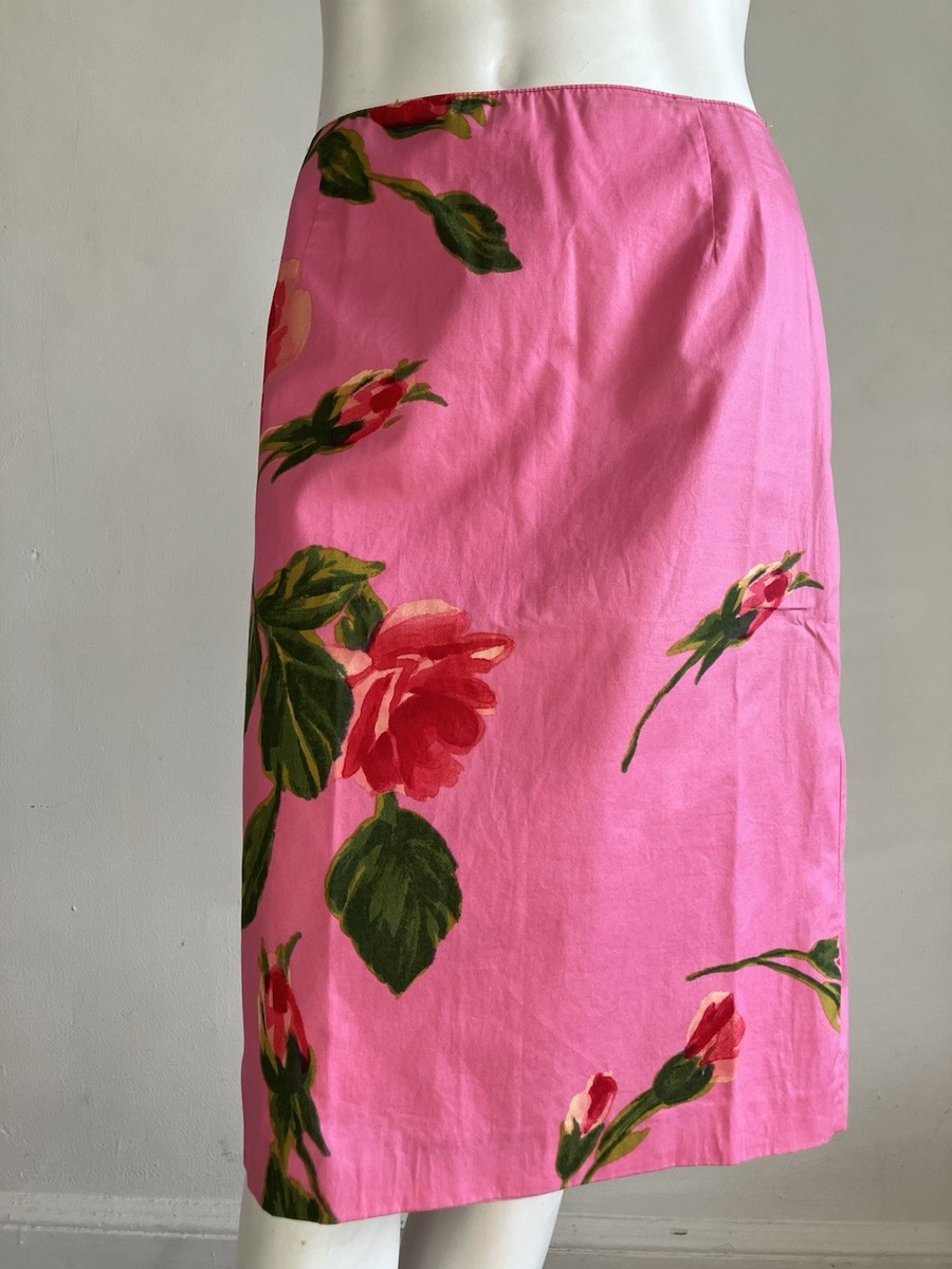 Blumarine S/S 2001 Pink Rose Floral Skirt IT 44 – Anna Molinari