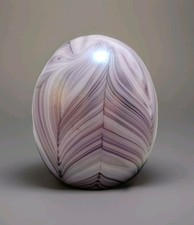 Vintage Gibson Art Glass Iridescent White Lavender Egg Paperweight