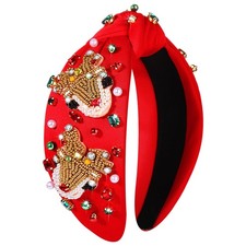 Christmas Headband for Women Beaded Christmas Tree Reindeer Snowflake Headban...