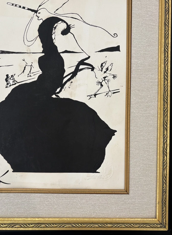 Increíble pintura estilo arte Salvador Dalí tinta sobre papel 1904-1989 Foto 4 de 4