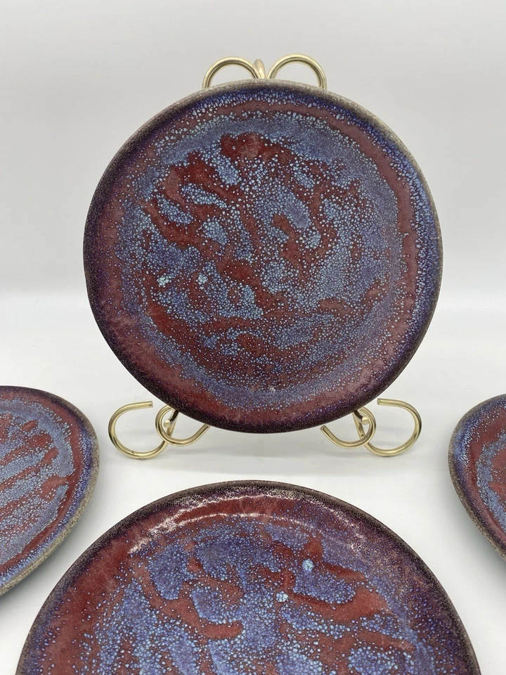 Set Of 4 Pigeon River Pottery Salad Plates 8.5” Signed Bullen - Image 4 of 4