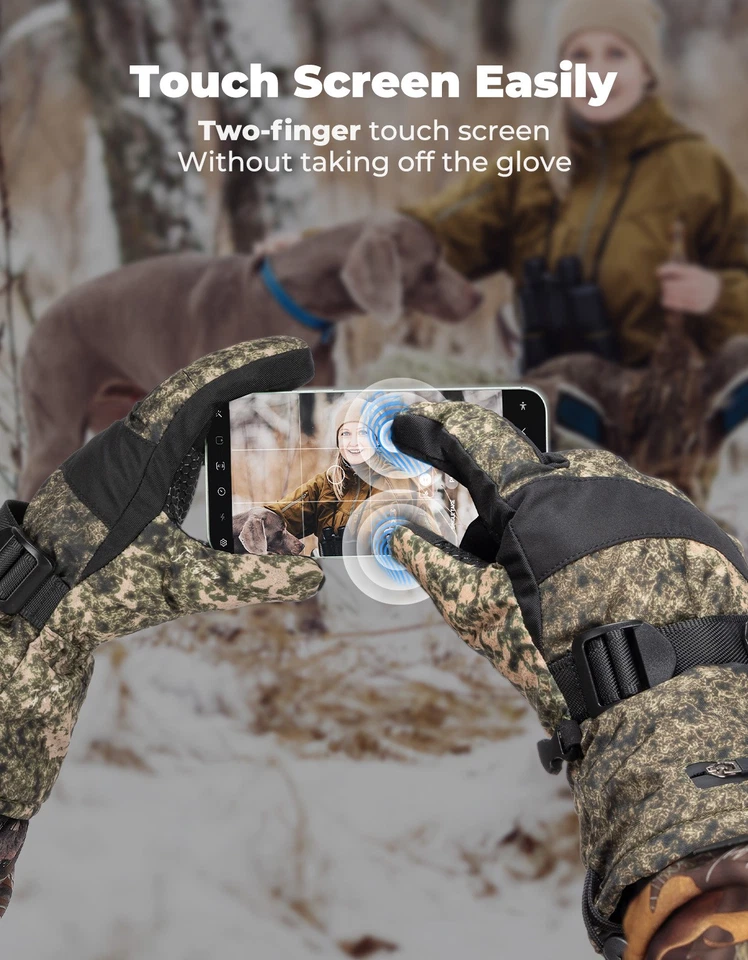 Guantes térmicos Kemimoto camuflados invierno eléctricos recargables pantalla táctil guantes hombres Foto 4 de 4