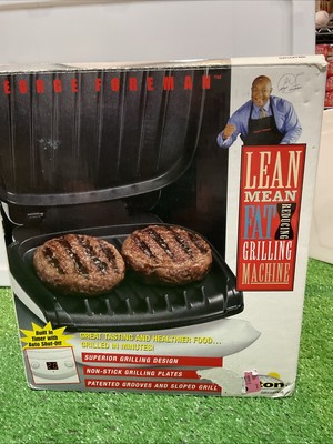 George Foreman Grill GR10ATMR Lean Meat W/ Automatic Shut-off White NIB New