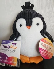 New Trusty Pup Brand Med/Large Dog Tough Plush Toy with Silent Squeeker Penguin