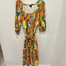 J. Crew Floral Midi Dress Womens Small Tropical Resort Colorful Vacation