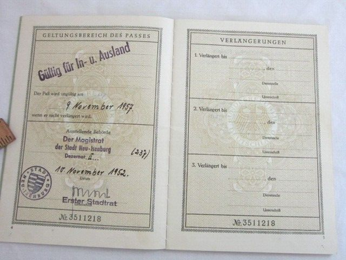 Post WWII 1953 Neu-Isenburg Germany Reisepass Deutschland Immigrant Quota to USA - Bild 5 von 12