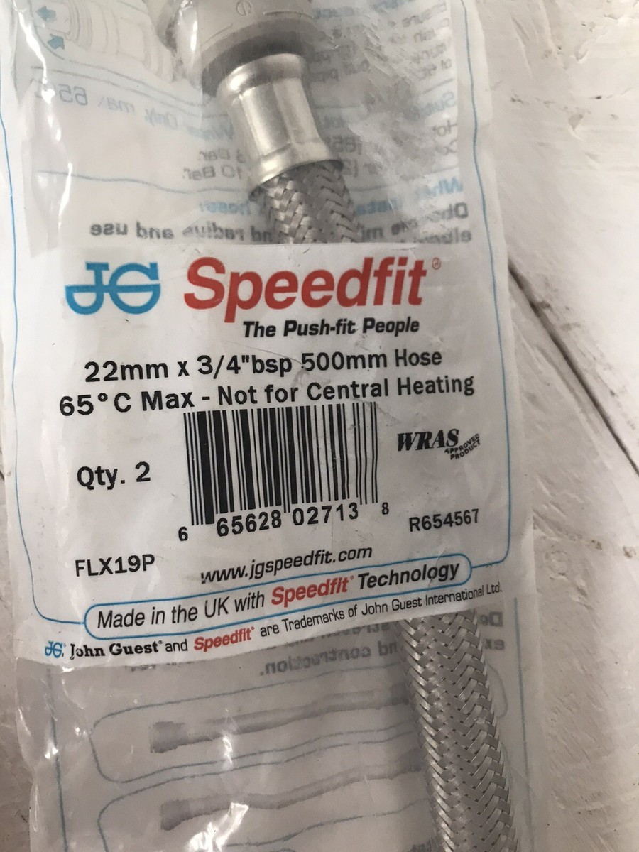 JG SPEEDFIT PUSH-FIT FLEXIBLE TAP CONNECTOR HOSES 22MM X 3/4