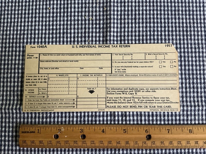 IRS Form 1040A 1957