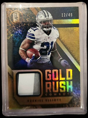 Ezekiel Elliott 3 Color Jersey card #'D12/49 GOLD RUSH GR-8