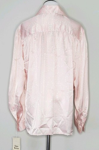 Vintage EVAN-PICONE 70s Pink White Pearl Chain Bow-Tie Career Blouse Tops 14 - Picture 6 of 6