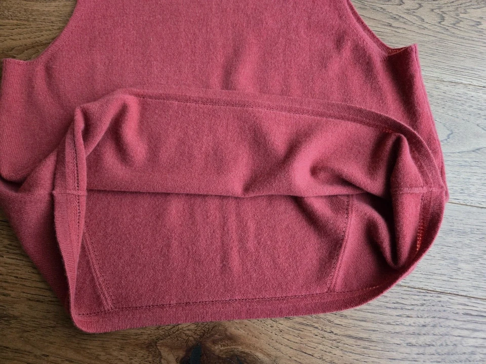 Garnet Hill - Talla L puro lujo Cachemira sin mangas cuello alto ~ rojo jaspeado Foto 4 de 4