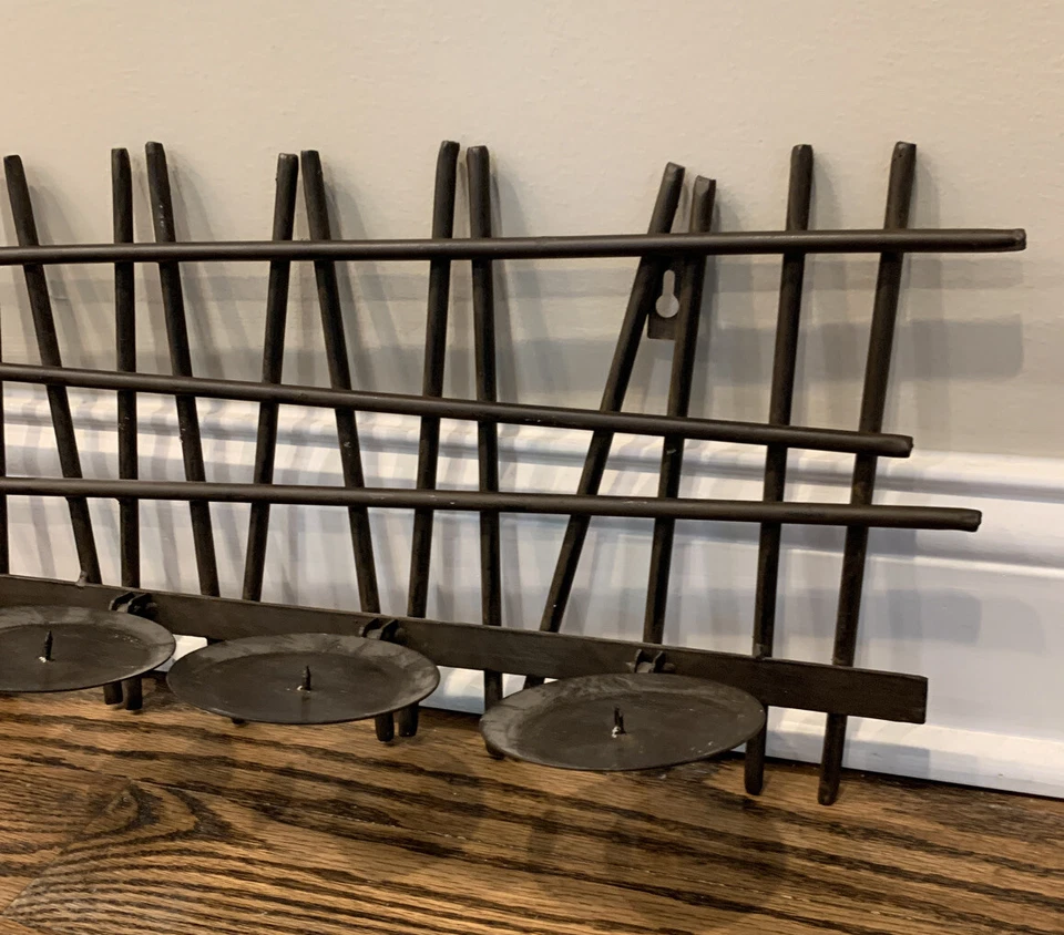 Z Gallerie Brown Bronze Wrought Iron Candle Planter Holder Wall Decor - Image 2 of 4