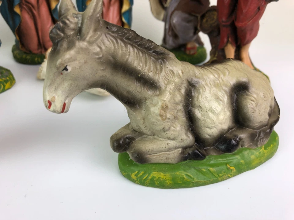 Vintage 11 Pcs Nativity Set Figures Animals Composition Italy - Image 4 of 4