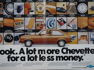 1978 Chevrolet Chevette Vintage Cwenterfold Original Print Ad 16 x 11''