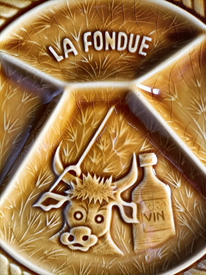 Lot de 6 Assiettes à Fondue Vintage Sarreguemines - Vaisselle Rétro en Faïence - Photo 3/4