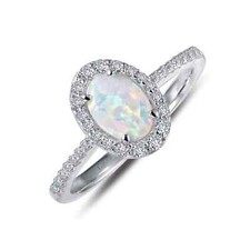 NUEVO ANILLO DE COMPROMISO Lafonn enchapado en platino multicolor halo de ópalo R0296OPP05