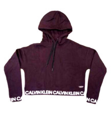 Calvin klein Women's Performance Cropped Hoodies With Logo , Burgundy , Medium