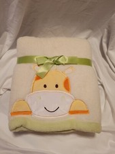 Baby Gear Baby Blanket Plush Giraffe Cream Green Trim New 30 x 40 Rare