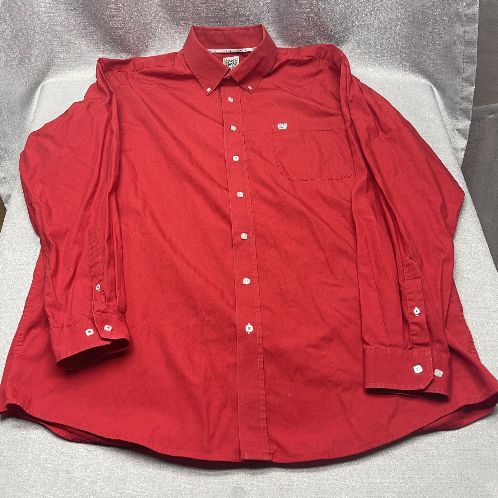 Cinch Solid Twill Red Button Down Shirt MTW706002… - image 1