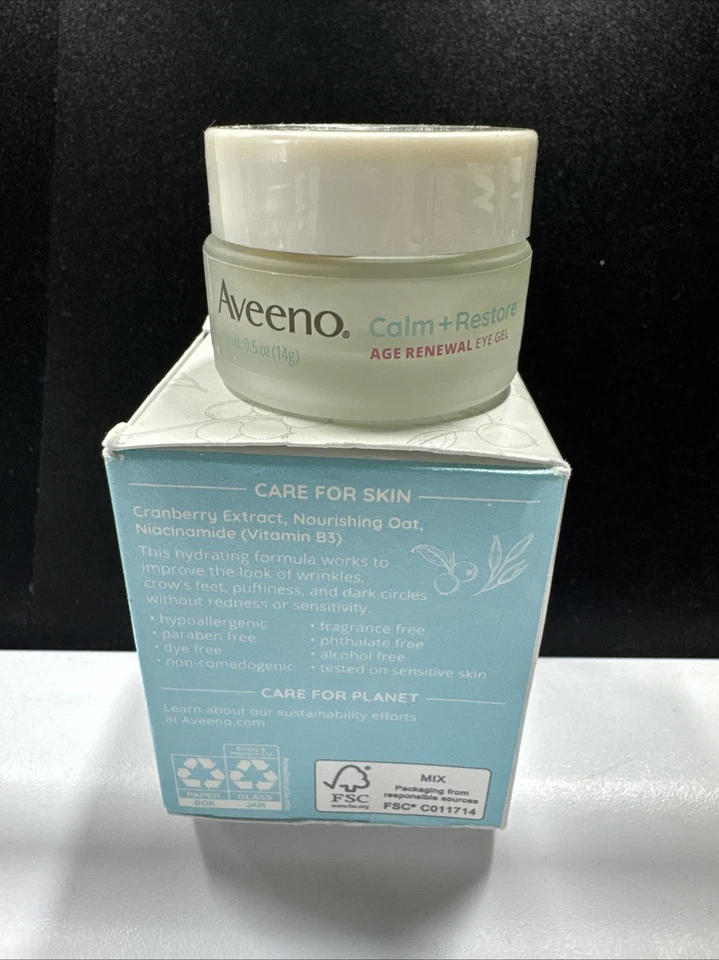 (2x) Gel de ojos Aveeno Calm+Restore Age Renewal (0,5 floz/14 g cada uno) *Piel sensible Foto 4 de 4