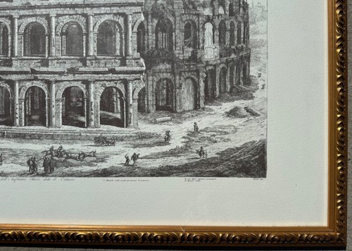 Rare Vintage Architectural Framed Print Engraving Rome Colosseum Italy Rossini - Picture 20 of 24