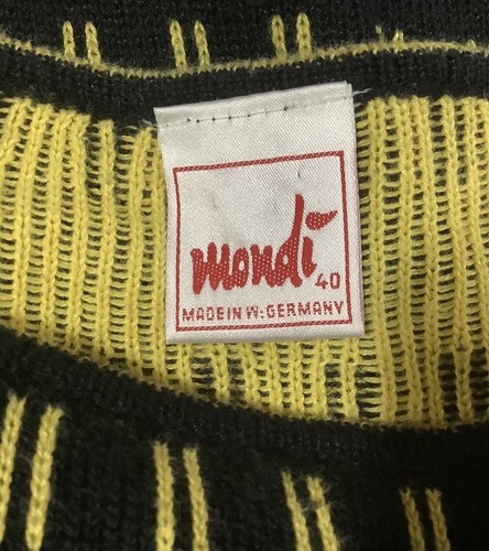 Mondi Sweater Vtg 80’s W Germany Black Yellow Geo Stripe Sz40 M or L - Picture 2 of 6