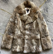 Diesel⚡geniune Rabbit Fur Oversized Notch Collar Button Front Coat Size Small