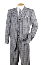 Men's 3 Pc Fashion Suit With Vest And Pants Check Design Brown Black Navy 5802V6