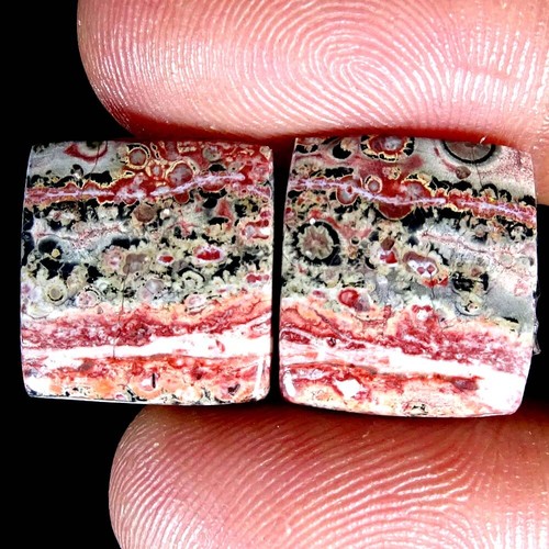 Natural Bird Eye Jasper Matched Pair Oval Pear Cushion Cab Loose Gemstone PK14 - Imagen 74 de 165