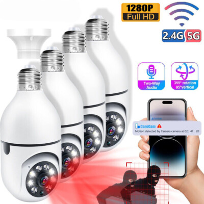 SmartHome Security 360° 1280P E27 Light Bulb Camera 2.4G 5GWiFi IR Night Wireles