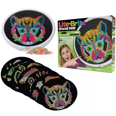 Lite Brite Oval High Definition Light Up Toy 660Pieces 650 Mini Pegs, 8 HD