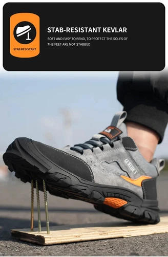 Breathable Men's Work Shoes Steel Toe Anti Smash Safety Boots Fashion Sneakers - Picture 14 of 24