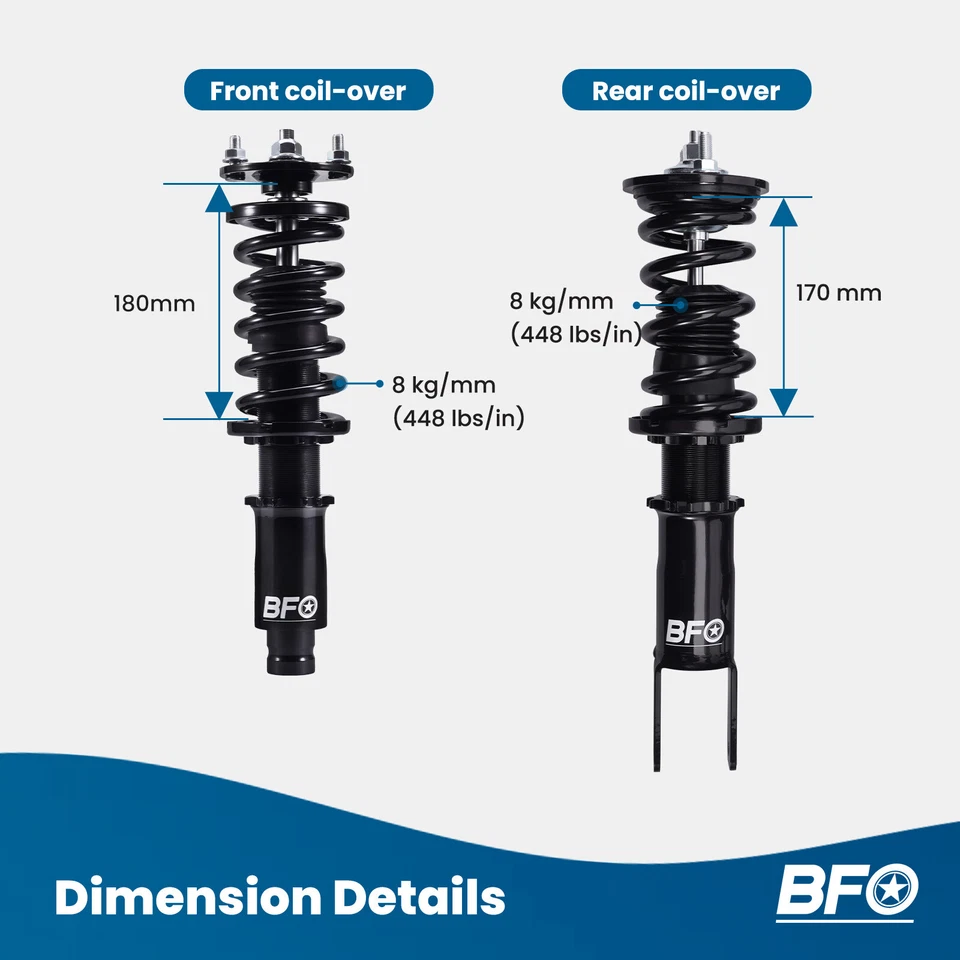 BFO Full Coilover Suspension Lowering Kit for Honda Civic 1996-2000 EK - Image 3 of 4