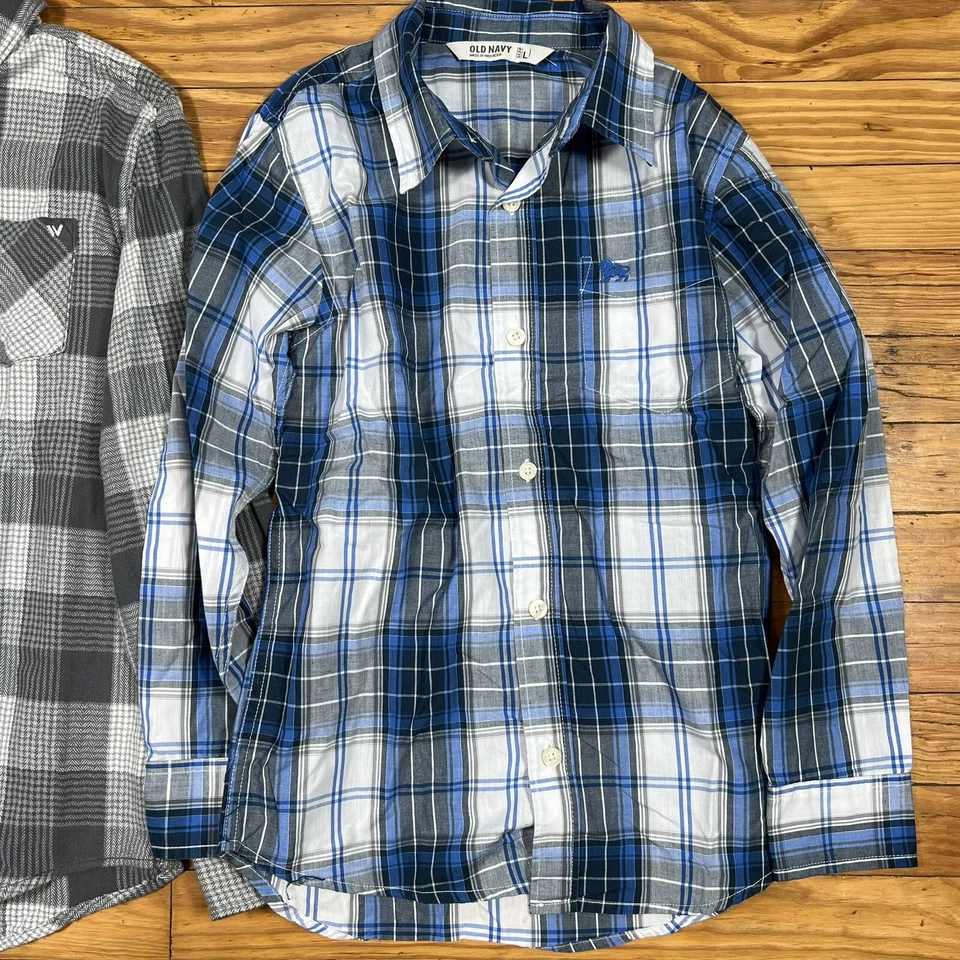 Lot of 2 Long Sleeve Button Up Plaid Shirts Boys Size YL Large Shaun White     U - Image 3 of 4